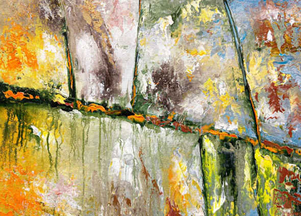 Golden Earth Fusion Abstract Painting (ART-8156-121898) - Handpainted Art Painting - 15in X 21in