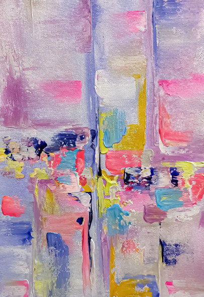 Pastel Geometry Whisper Abstract Painting (ART-8156-121889) - Handpainted Art Painting - 14in X 21in