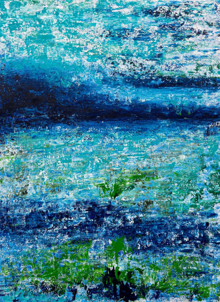 Ocean Whisper Serenity Abstract Landscape Painting (ART-8156-121874) - Handpainted Art Painting - 15in X 21in