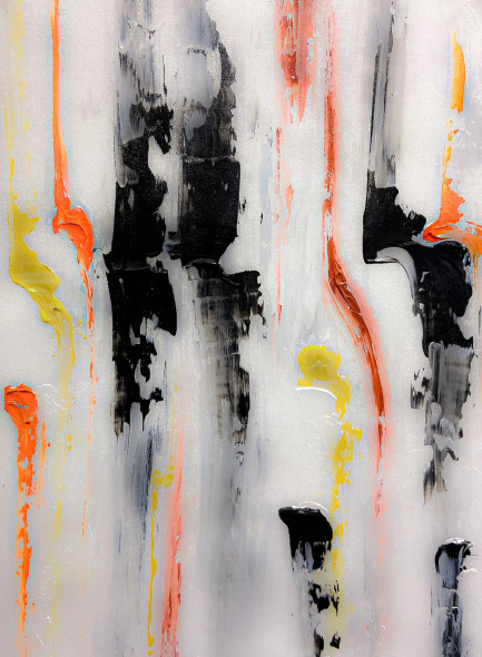 Modern Vertical Abstract Neutral Color Flow (ART-8156-121850) - Handpainted Art Painting - 15in X 21in