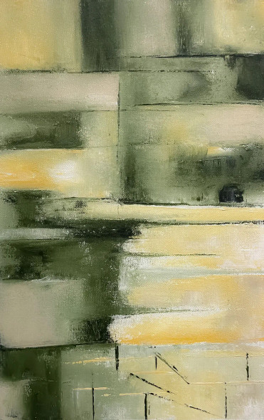 Sage Horizon Blocks (ART-8156-121995) - Handpainted Art Painting - 10in X 16in