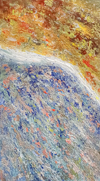 Celestial Earth Flow (ART-8156-121992) - Handpainted Art Painting - 8in X 15in