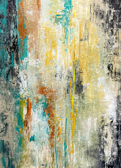 Coastal Gold Harmony Abstract Painting (ART-8156-121978) - Handpainted Art Painting - 15in X 21in