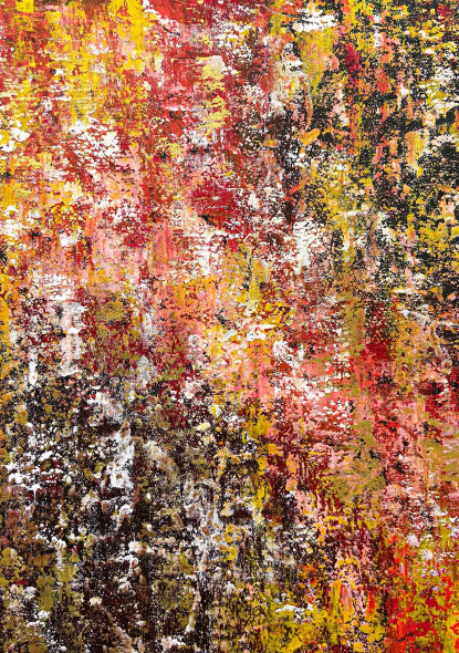 Autumn Fire Abstract Textured Color Statement (ART-8156-121865) - Handpainted Art Painting - 15in X 21in