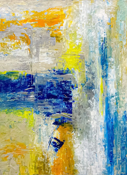 Golden Coastal Horizon Flow (ART-8156-122092) - Handpainted Art Painting - 16in X 22in