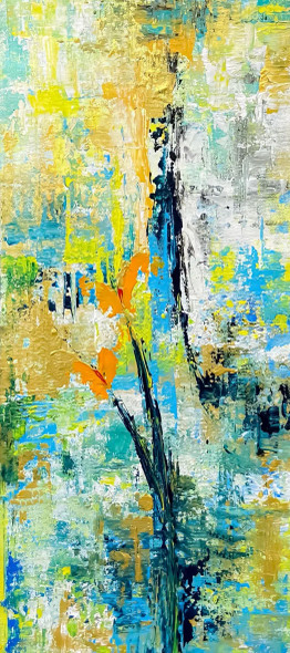 Abstract Floral Energy Flow (ART-8156-122090) - Handpainted Art Painting - 8in X 17in