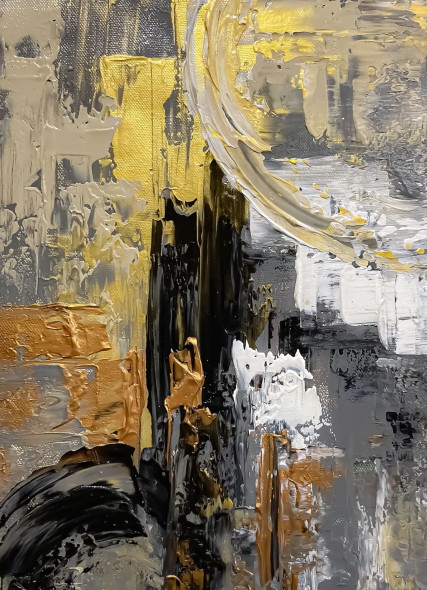 Golden Structure In Contrast (ART-8156-122053) - Handpainted Art Painting - 9in X 13in