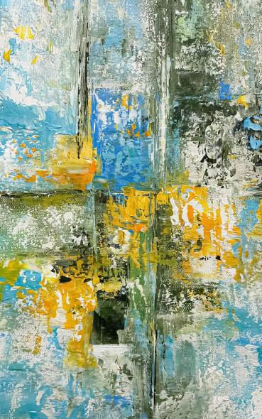 Large Abstract City Texture Art (ART-8156-122042) - Handpainted Art Painting - 10in X 15in