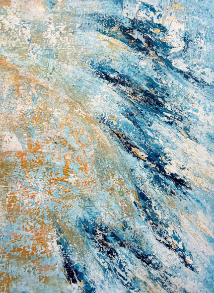 Ocean Drift In Gold (ART-8156-122013) - Handpainted Art Painting - 11in X 16in
