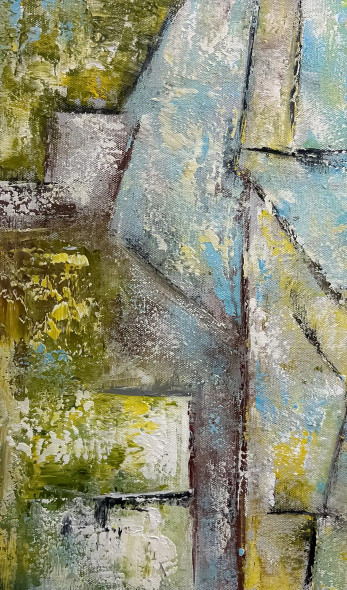Urban Meadow Harmony (ART-8156-121993) - Handpainted Art Painting - 9in X 15in