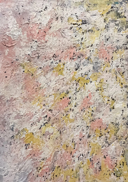 Blush Gold Whisper Abstract Painting (ART-8156-121982) - Handpainted Art Painting - 15in X 21in