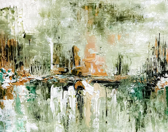 Reflections Of Quiet Earth (ART-8156-122054) - Handpainted Art Painting - 10in X 13in