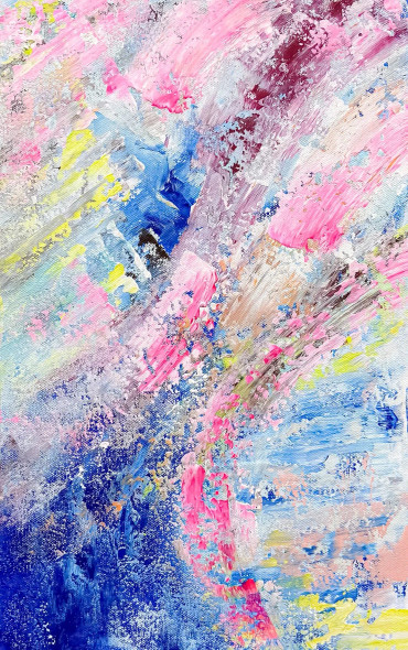 Blush Blue Dreamscape Abstract Painting (ART-8156-121962) - Handpainted Art Painting - 9in X 15in