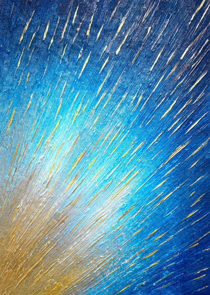 Golden Blue Radiance Abstract Painting (ART-8156-121949) - Handpainted Art Painting - 15in X 21in