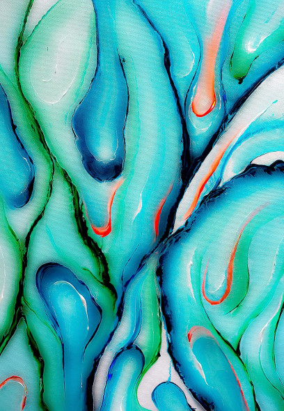 Ocean Flow Organic Abstract Painting (ART-8156-121943) - Handpainted Art Painting - 15in X 21in