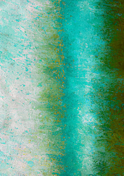 Emerald Serenity Horizon Abstract Painting (ART-8156-121938) - Handpainted Art Painting - 15in X 21in