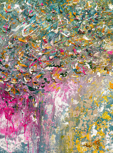 Blossom Texture Symphony Abstract Painting (ART-8156-121912) - Handpainted Art Painting - 15in X 21in