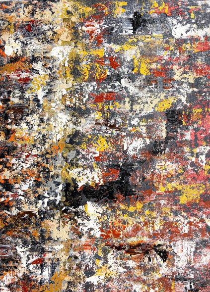 Molten Echoes Abstract Textured Statement Painting (ART-8156-121872) - Handpainted Art Painting - 15in X 21in