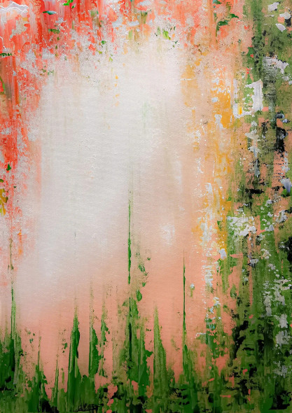 Blush Garden Abstract Vertical Texture Harmony (ART-8156-121853) - Handpainted Art Painting - 15in X 21in