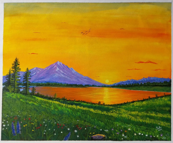 Morning View - Landscape (PRT-15701-122222) - Canvas Art Print - 42in X 35in