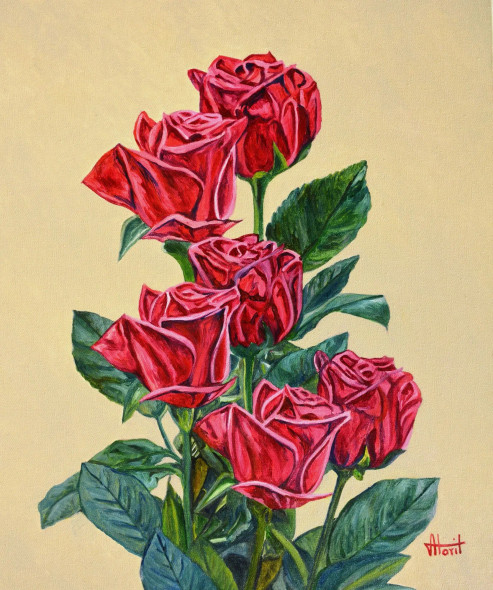 Petals Of Love (ART-2948-122217) - Handpainted Art Painting - 20in X 24in