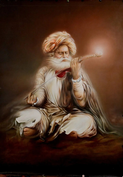 The Wise Langur (The Anthropomorphic Sage Portrait) (ART-18506-122252) - Handpainted Art Painting - 37in X 51in