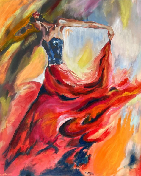 Dance Of Fire (ART-17654-122276) - Handpainted Art Painting - 24in X 29in