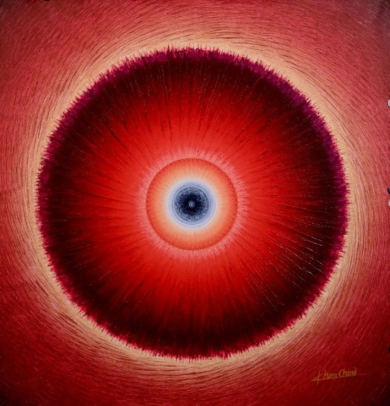 "Circular Waves Of Abstract" (ART-18506-122267) - Handpainted Art Painting - 32in X 34in