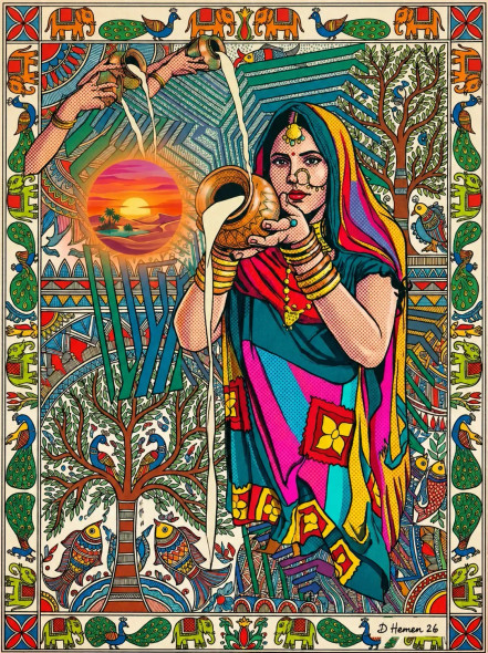 The Gilded Offering (PRT-18374-122263) - Canvas Art Print - 27in X 36in