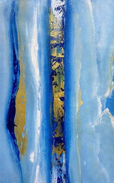 Silent Sapphire Flow (PRT-8156-122299) - Canvas Art Print - 11in X 18in