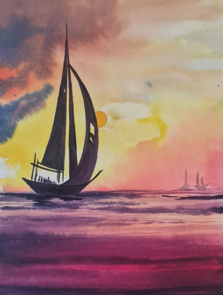 Boats (ART-17830-122331) - Handpainted Art Painting - 16in X 20in