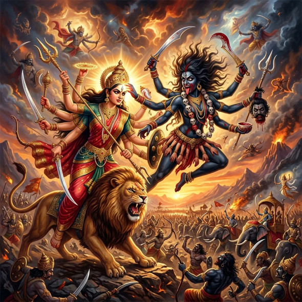 Kali Ma - Breaking The Chains Of Illusion | Goddess Of Liberation | Fierce Feminine (PRT-8740-122390) - Canvas Art Print - 12in X 12in