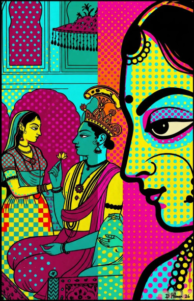​Echoes Of The Court: A Neon Heritage (PRT-18374-122353) - Canvas Art Print - 19in X 30in