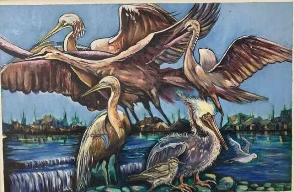 WINGS OF HARMONY (ART-16808-122430) - Handpainted Art Painting - 36in X 36in