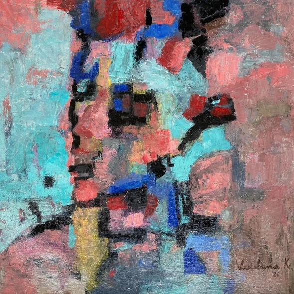 Blue Woman (ART-18240-122405) - Handpainted Art Painting - 24in X 23in