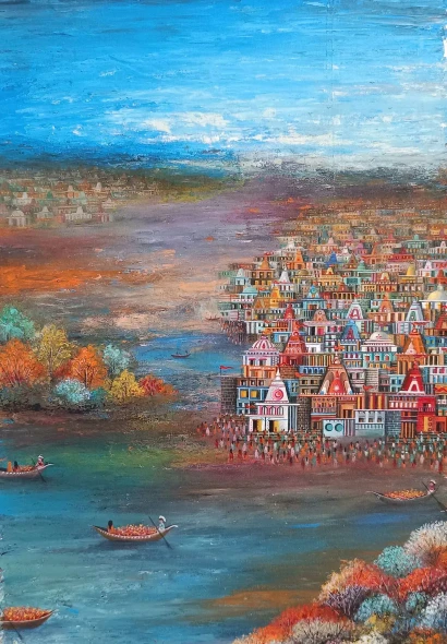 River Of  Faith (ART-8439-122366) - Handpainted Art Painting - 20in X 32in