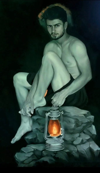 Man Dark Side (ART-17340-122330) - Handpainted Art Painting - 40in X 60in