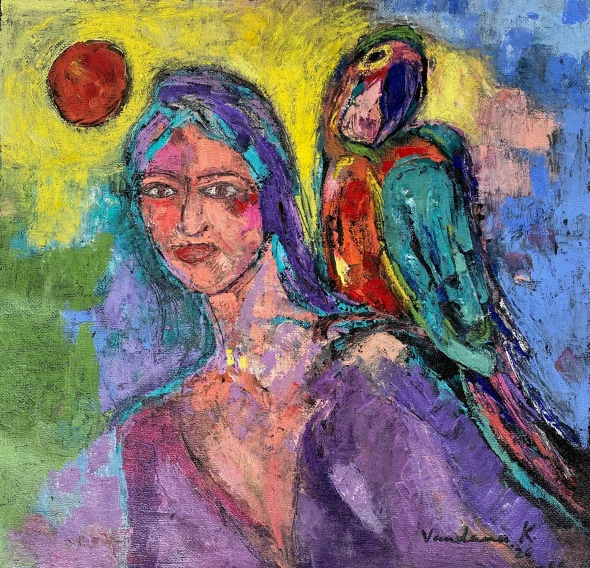 My Pet (ART-18240-122406) - Handpainted Art Painting - 23in X 22in