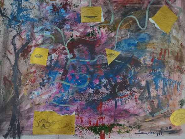 Fragments Of The Unseen (ART-17209-122361) - Handpainted Art Painting - 28in X 22in