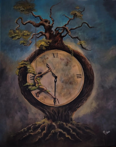 Duel With Time (ART-18522-122354) - Handpainted Art Painting - 24in X 30in