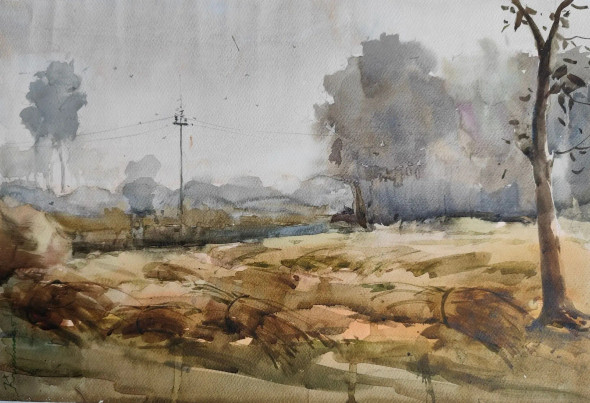 Landscape Painting (ART-8303-122289) - Handpainted Art Painting - 20in X 14in