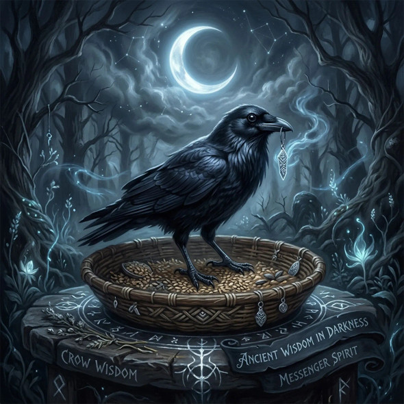 Dhumavati Ma - The Crow Messenger | Wisdom In What Others Discard (PRT-8740-122478) - Canvas Art Print - 12in X 12in