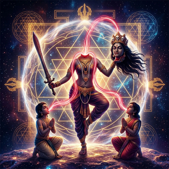 Chinnamasta Ma - Paradox Of Life & Death | Continuous Flow Of Divine Energy (PRT-8740-122469) - Canvas Art Print - 12in X 12in