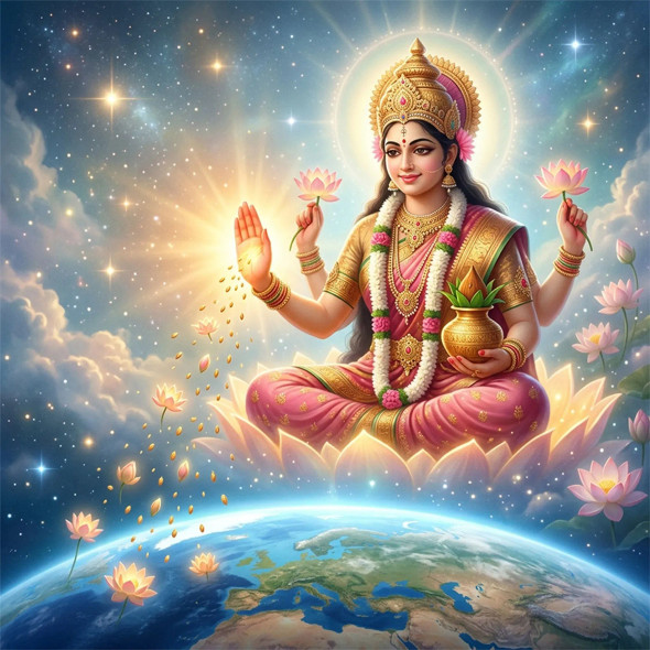Bhuvaneshwari Ma - Compassionate Sovereignty | Every Soul A Royal Heir (PRT-8740-122461) - Canvas Art Print - 12in X 12in