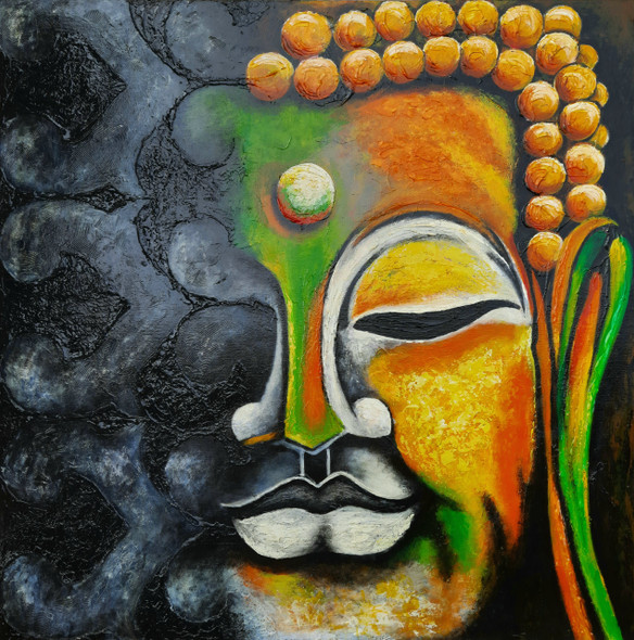 BUDDHA (ART_7580_51223) - Handpainted Art Painting - 33in X 33in