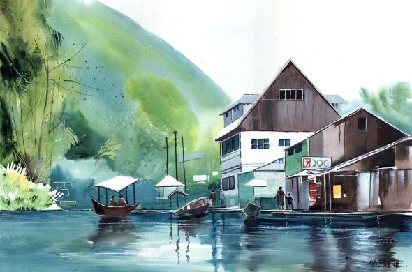 Kashmir 1 (ART-924-122561) - Handpainted Art Painting - 21in X 14in