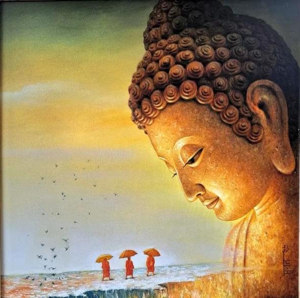 God's Way (ART-1758-122523) - Handpainted Art Painting - 24in X 24in