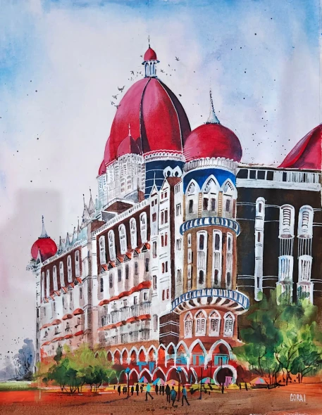 Taj Majesty (ART-7902-122505) - Handpainted Art Painting - 30in X 36in