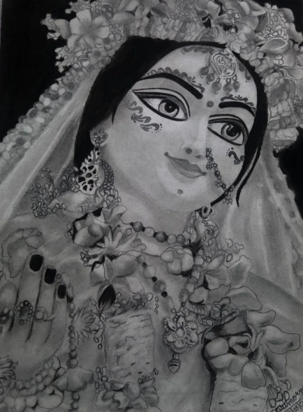 Radha Rani :The Essence Of Devotion (ART-18548-122489) - Handpainted Art Painting - 8in X 11in