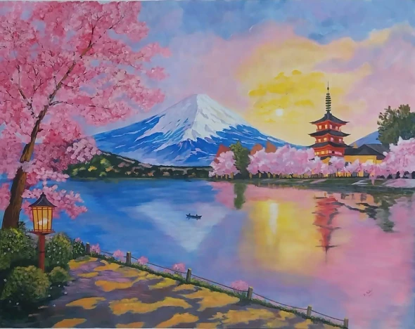 Japan Mount Fuji- Landscape (PRT-15701-122611) - Canvas Art Print - 48in X 38in